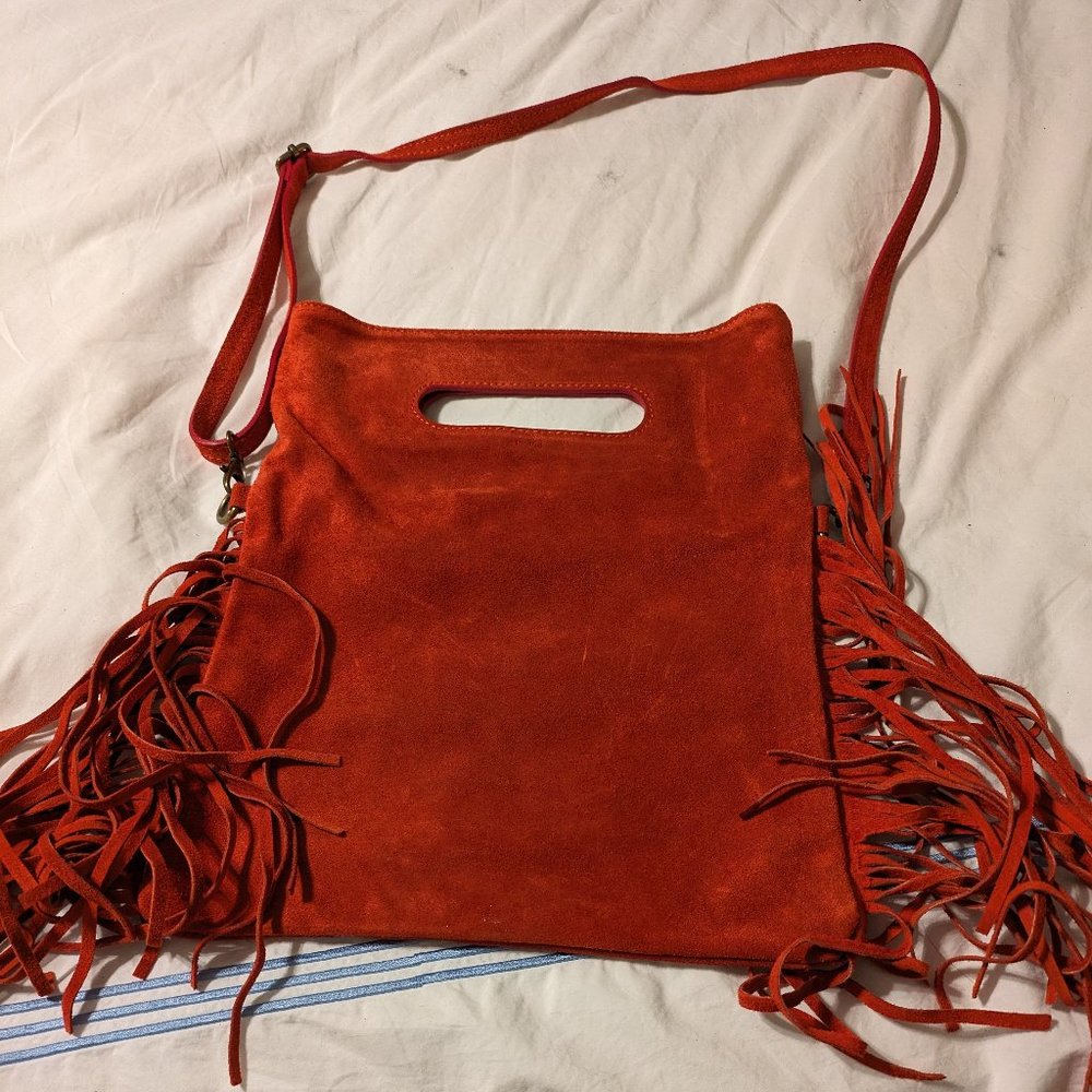 Red suede fringe handbag/purse